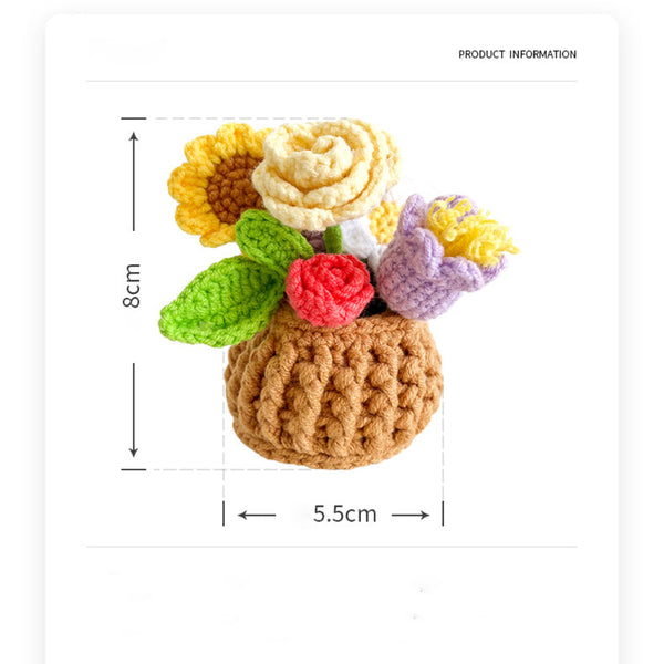 Handmade Multicolor Flowers Crochet Potted Plants Completed