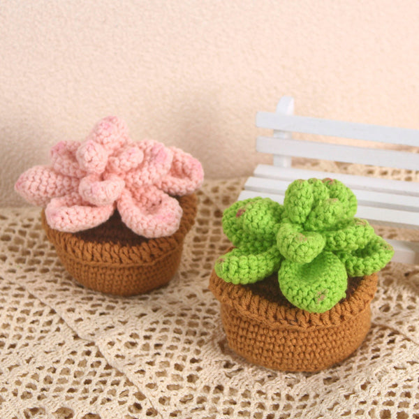 Handmade Succulent Crochet Potted Plants Completed