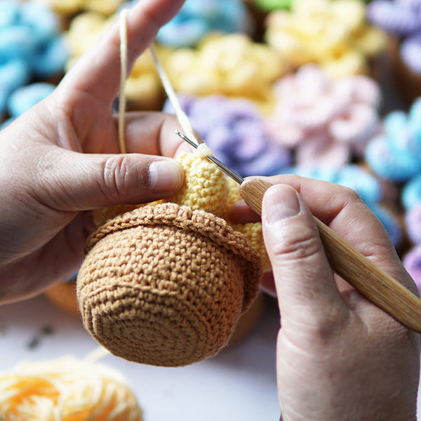 Handmade Succulent Crochet Potted Plants Completed