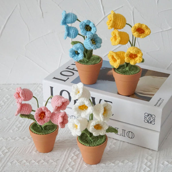 Handmade lily of the Valley  Woven Potted Plants Completed