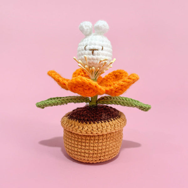 Doll Flowers Night Light handmade Crochet Artificial Lamp Home Decor