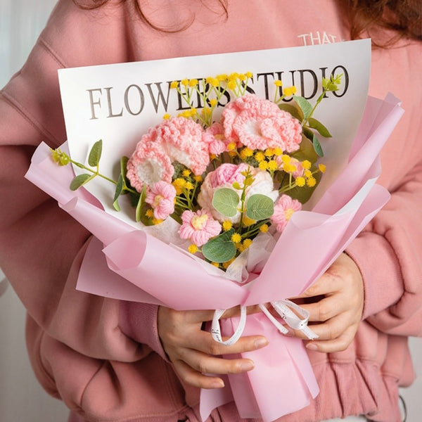 Handmade Knitted Carnation Bouquet