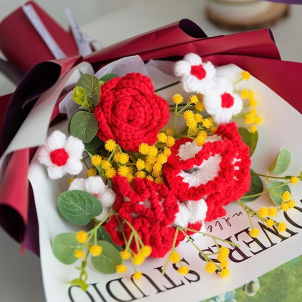 Handmade Knitted Carnation Bouquet