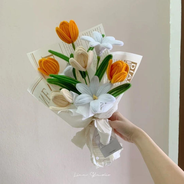 Pipe Cleaner Flowers Bouquet Handmade Twist Stick Bouquet