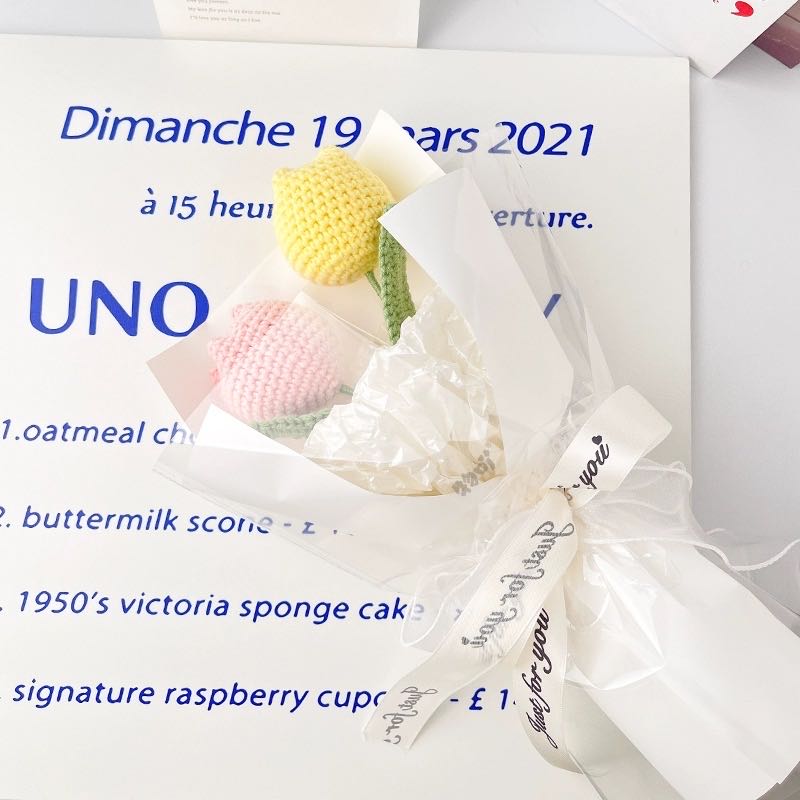 Knitted tulip bouquet Sunflower bouquet