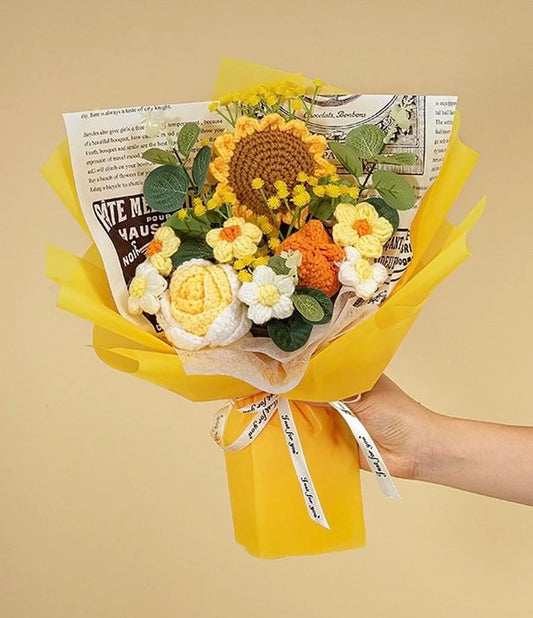 Handmade Knitted Sunflower Bouquet