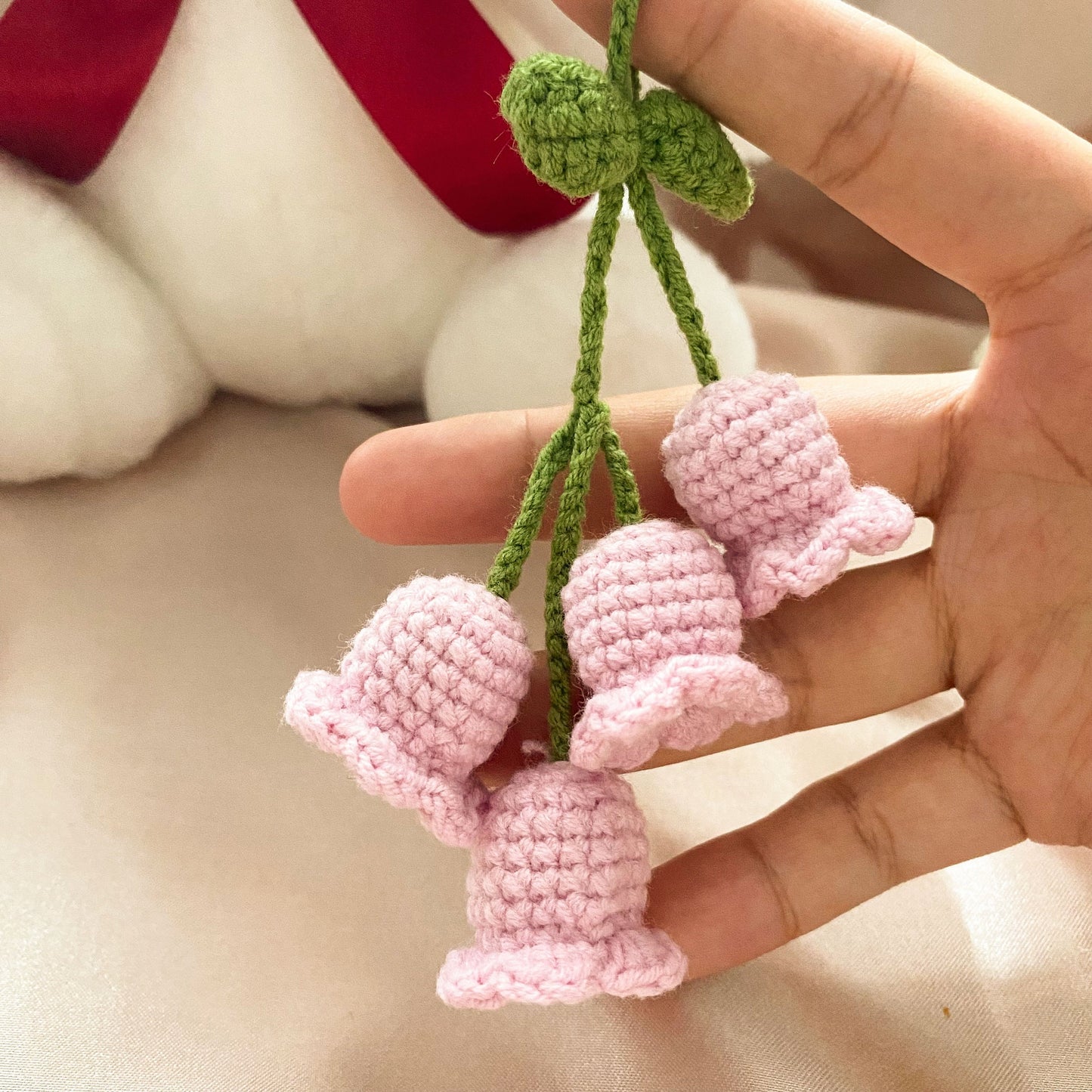 Knitted Lily of the Valley Pendant