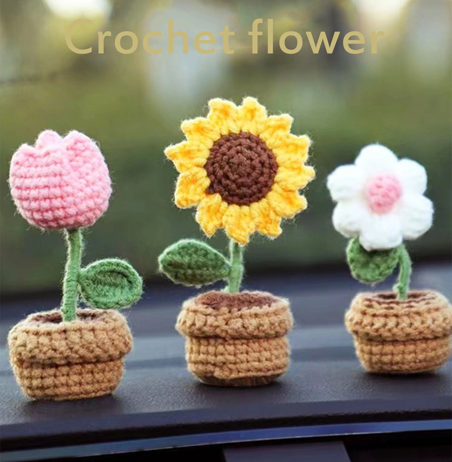Crochet Potted Flower--Rose/Sunflower/Tulip/Daisy/Puff