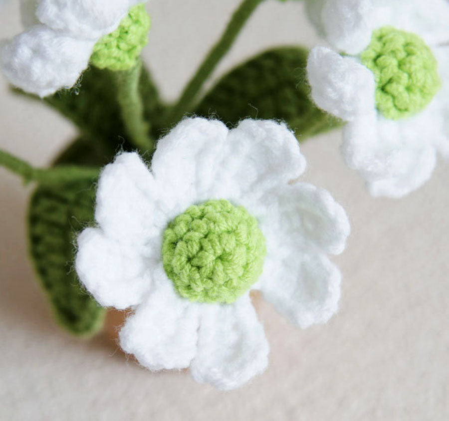 Handmade Crochet Daisy Knitted Potted