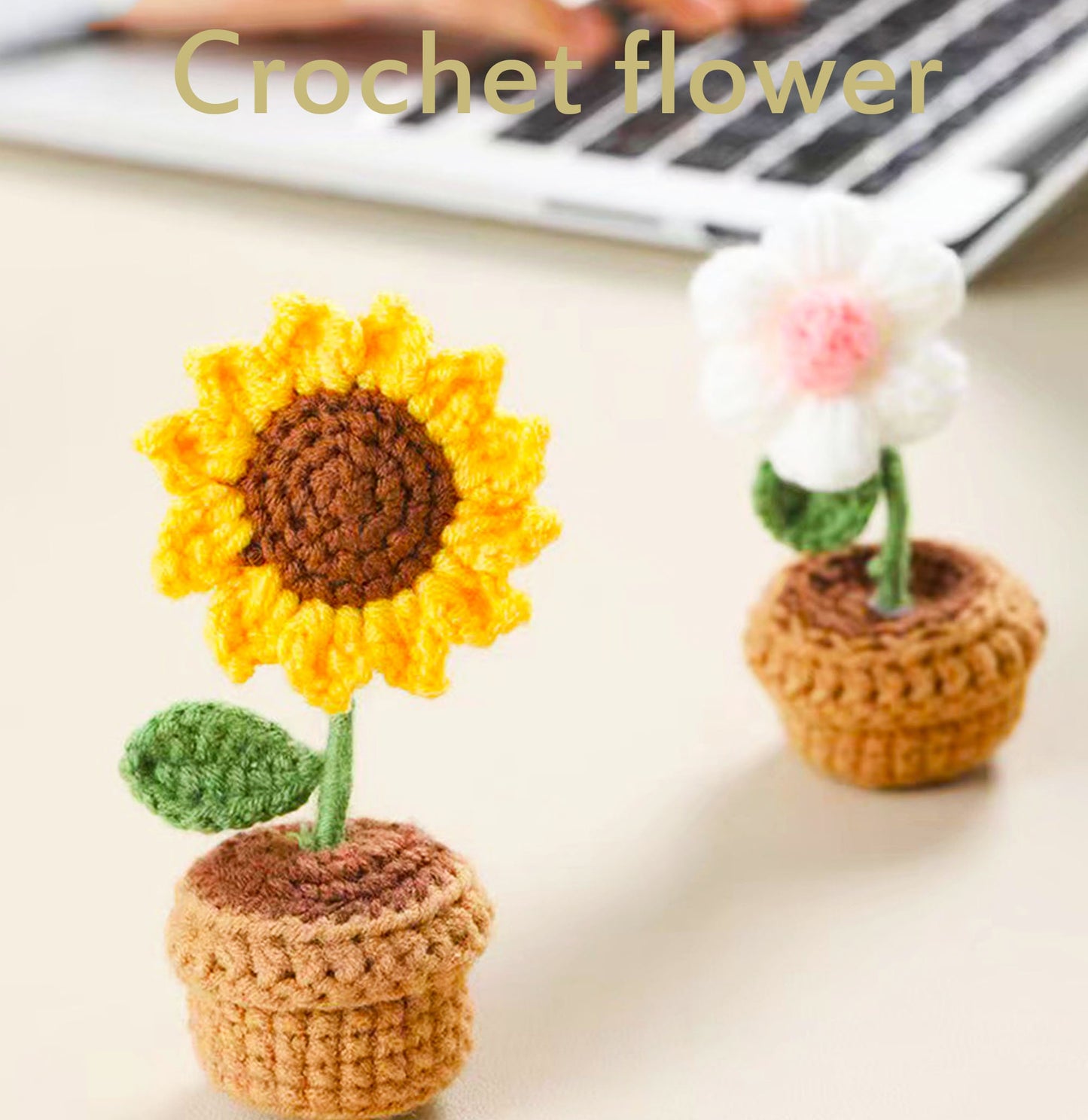 Crochet Potted Flower--Rose/Sunflower/Tulip/Daisy/Puff