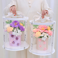 Knitted Rose Tulip Bouquet Gift Box