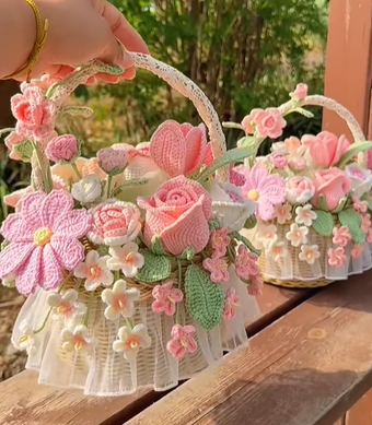 compare product Hand-crocheted flower basket