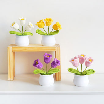 compare product Hand crochet potted plant - lily of the valley