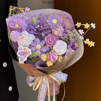 Handmade crocheted rose mixed flower bouquet