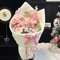 Handcrafted knitted bouquet in plush packaging