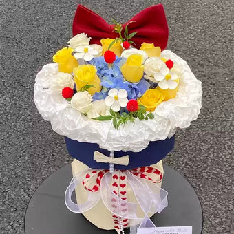 compare product Romantic Snow White color matching rose bouquet finished soap flower