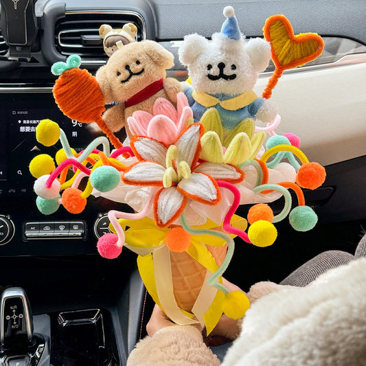 Handmade twisted wire dog bouquet