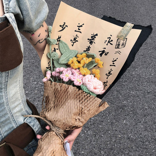 Hand-crocheted vintage rose mixed bouquet