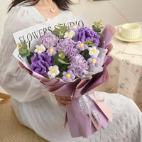 Handmade crocheted carnation puff mix and match bouquet