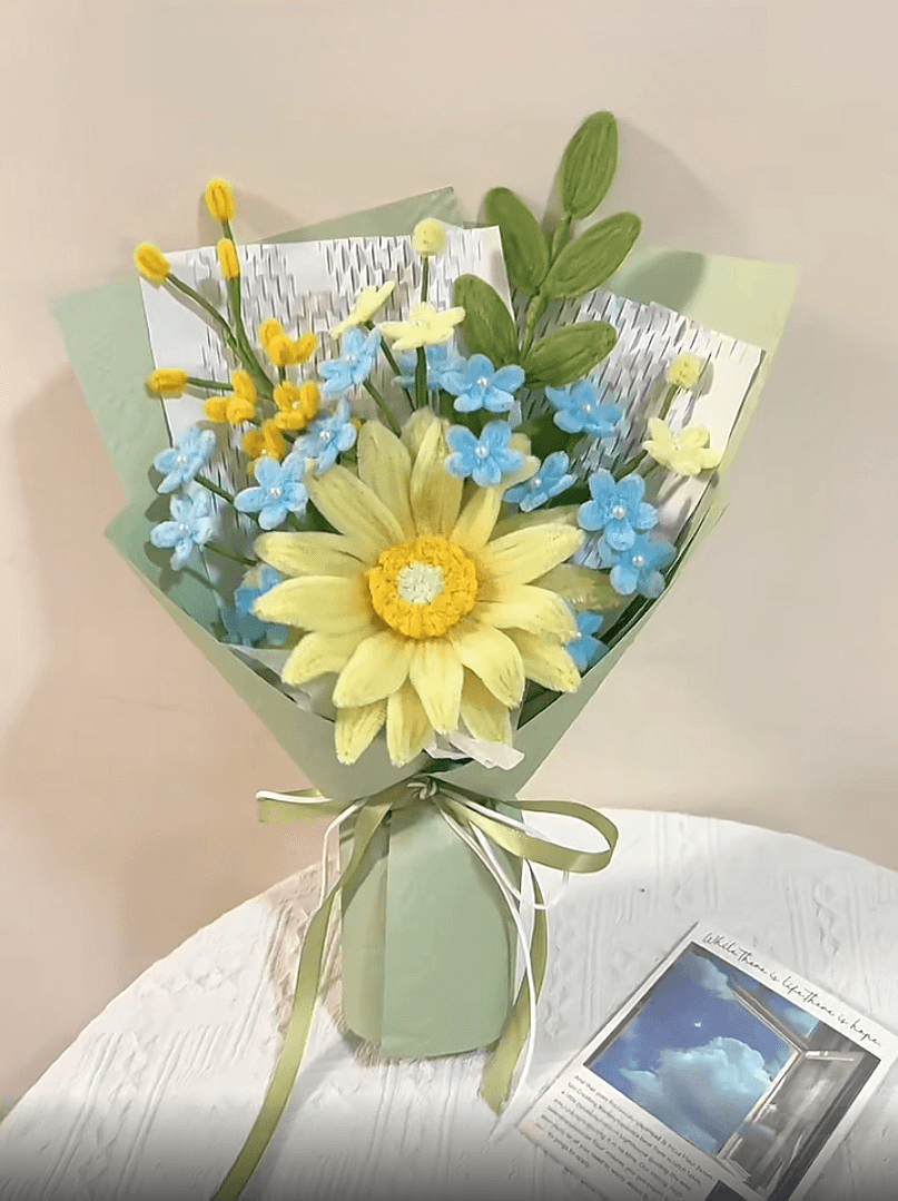 Handmade twisted wire flower bouquet