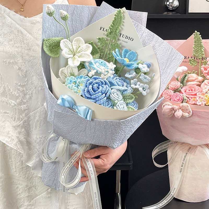 Handmade crocheted flower bouquet