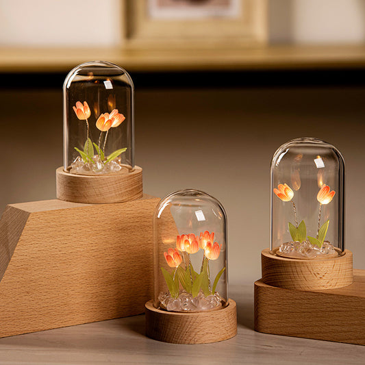 Handmade Glass Tulip Night Light-5/10 flowers