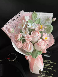 Elegant and fresh handmade crochet bouquet