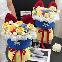 Snow White handmade knitted flower bouquet