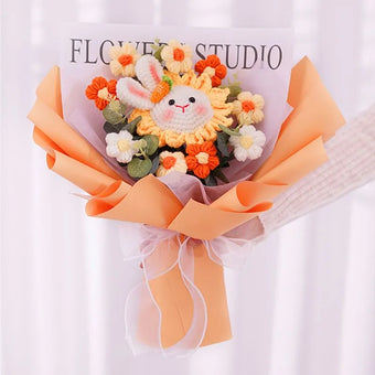 compare product Hand Crocheted Sunflower Bunny Bouquet
