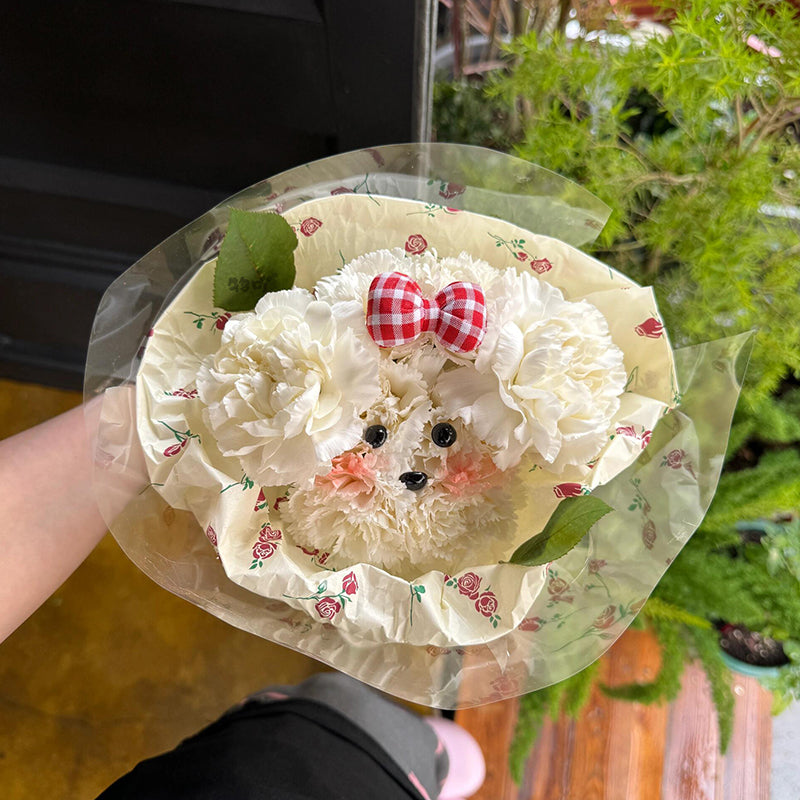 Carnation puppy bionic bouquet finished product