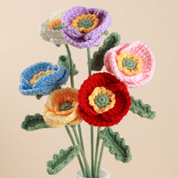 Hand crocheted poppy flowers