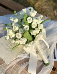 Hand-crocheted lily of the valley bouquet