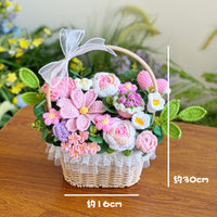 Hand-woven rose and sunflower flower basket