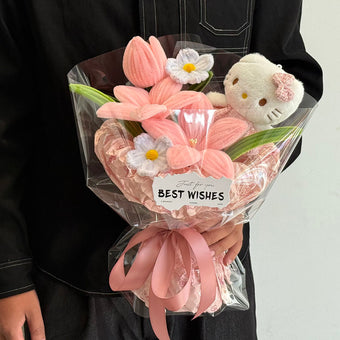 compare product Handmade twisted wire Kitty flower bouquet