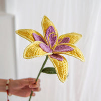 Yellow and Purple Crochet Lily Flower