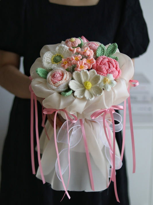 Hand knitted wool bouquet ballet style