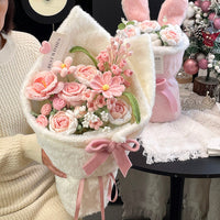 Handcrafted knitted bouquet in plush packaging