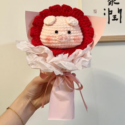 Hand Knitted Cute Pig Bouquet