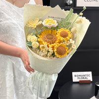 Handmade crocheted flower bouquet
