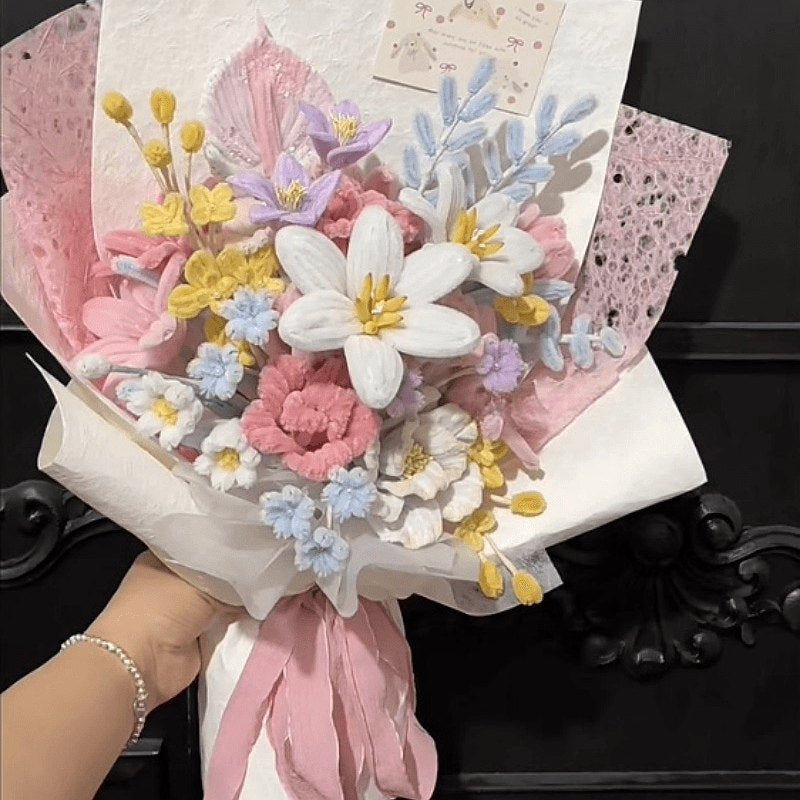 Handmade twisted wire flower bouquet