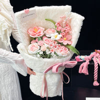 Handcrafted knitted bouquet in plush packaging