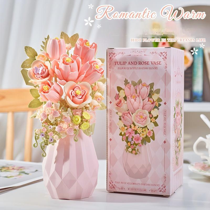 Everlasting flower building block vase