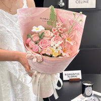 Handmade crocheted flower bouquet