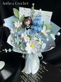 Elegant and fresh handmade crochet bouquet