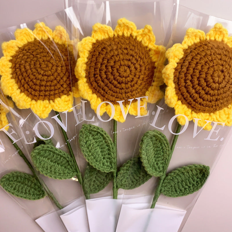 Crochet Flowers Bouquet Handmade Knitted Sunflower Bouquet