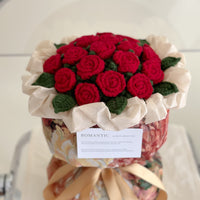 Handmade crocheted bouquet of multi-headed bubble roses