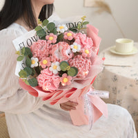 Handmade crocheted carnation puff mix and match bouquet