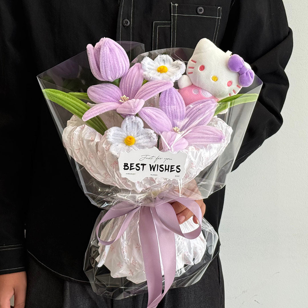 Handmade twisted wire Kitty flower bouquet