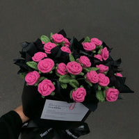 Handmade crocheted forget-me-not bouquet