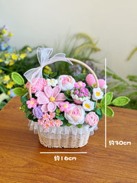 Hand-woven rose and sunflower flower basket